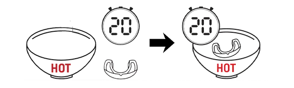 If you are fitting a new mouthguard let it rest for 20 seconds and reheat again for 20 seconds.